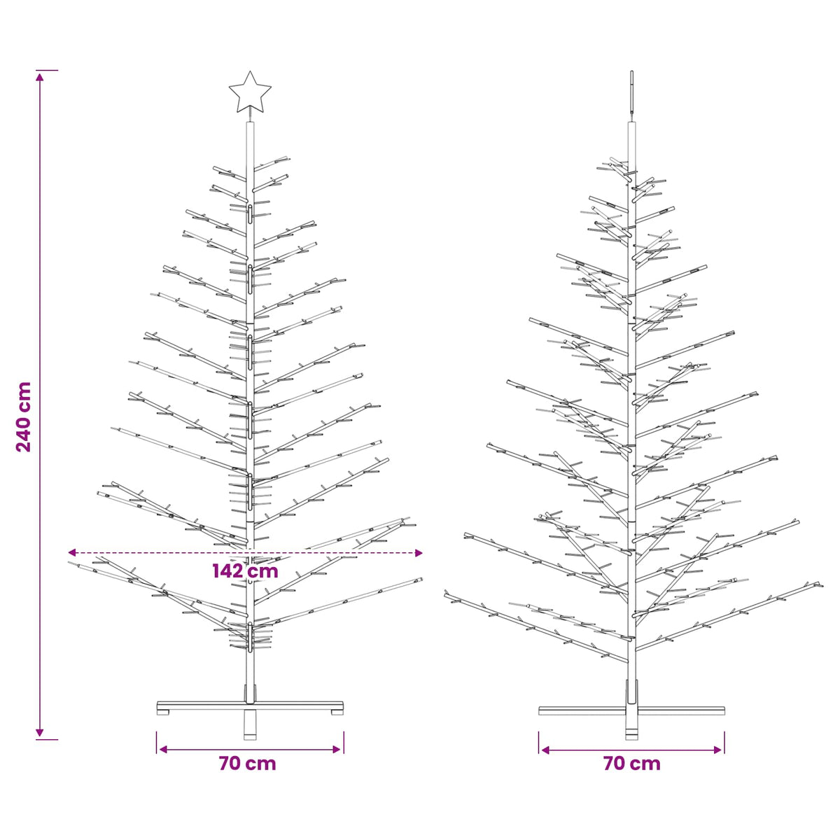 Wooden Christmas Tree 240 cm Bamboo and Solid Pine Wood Brown