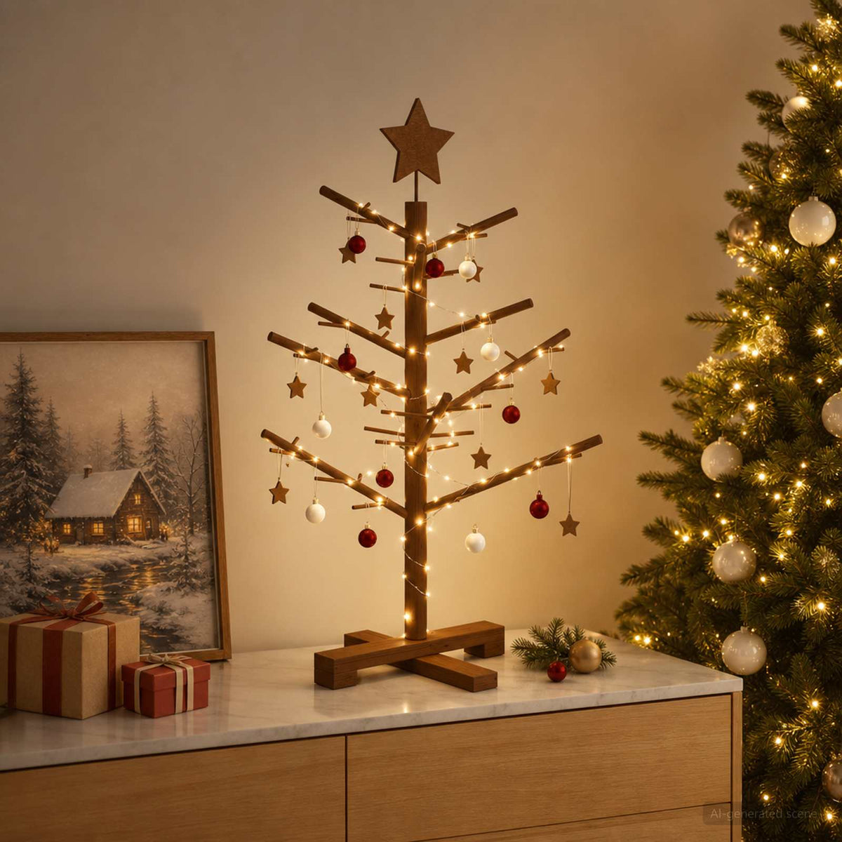 Wooden Christmas Tree 75 cm Bamboo and Solid Pine Wood