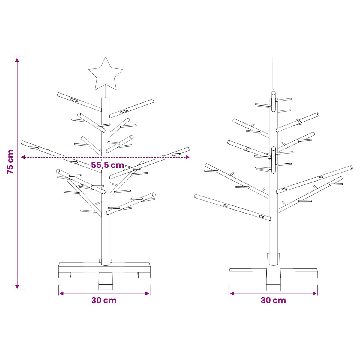 Wooden Christmas Tree 75 cm Bamboo and Solid Pine Wood