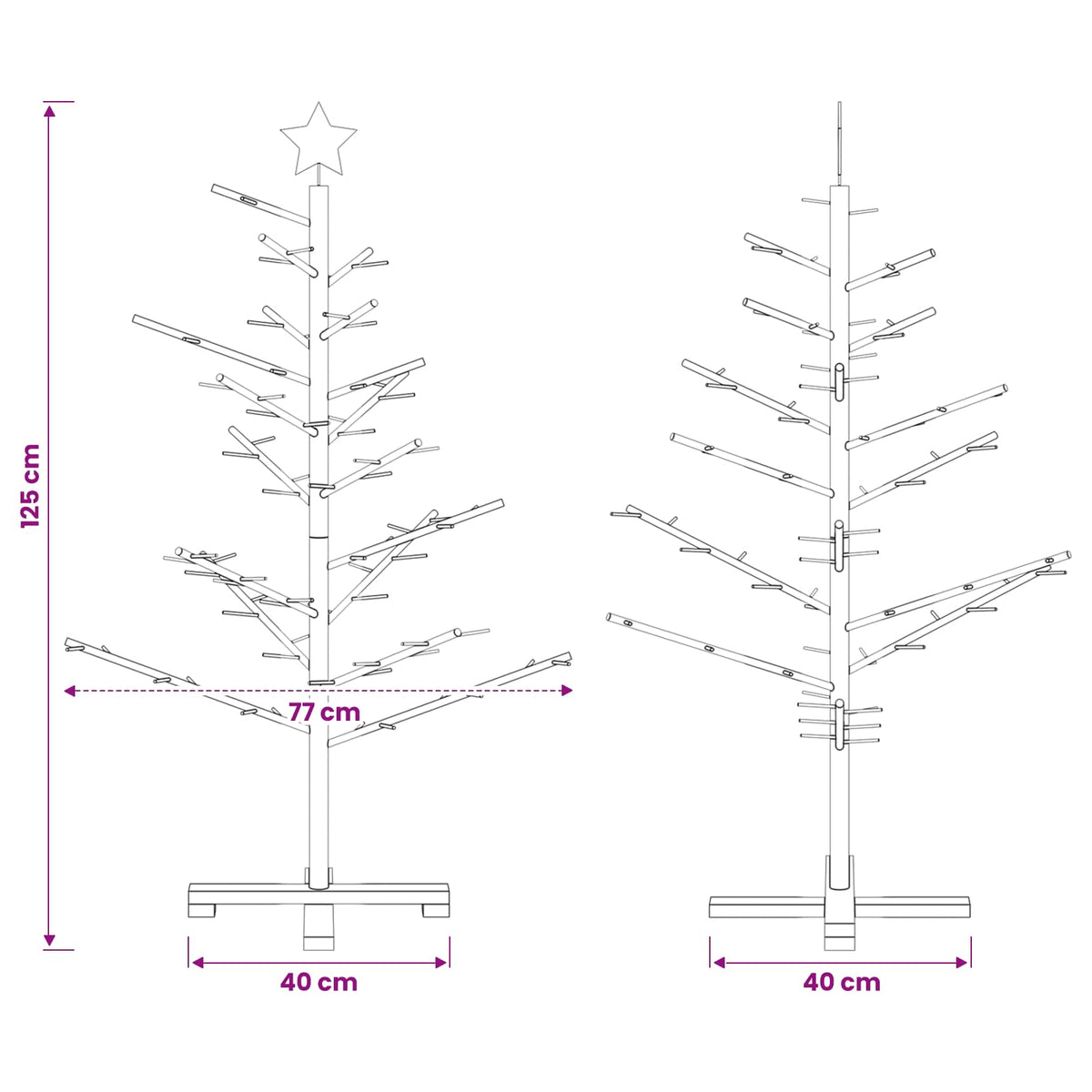 Wooden Christmas Tree 125 cm Bamboo and Solid Pine Wood