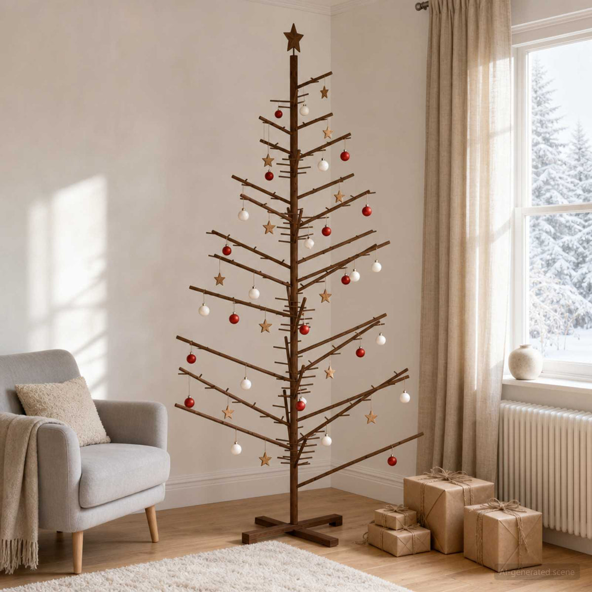 Wooden Christmas Tree 210 cm Bamboo and Solid Pine Wood