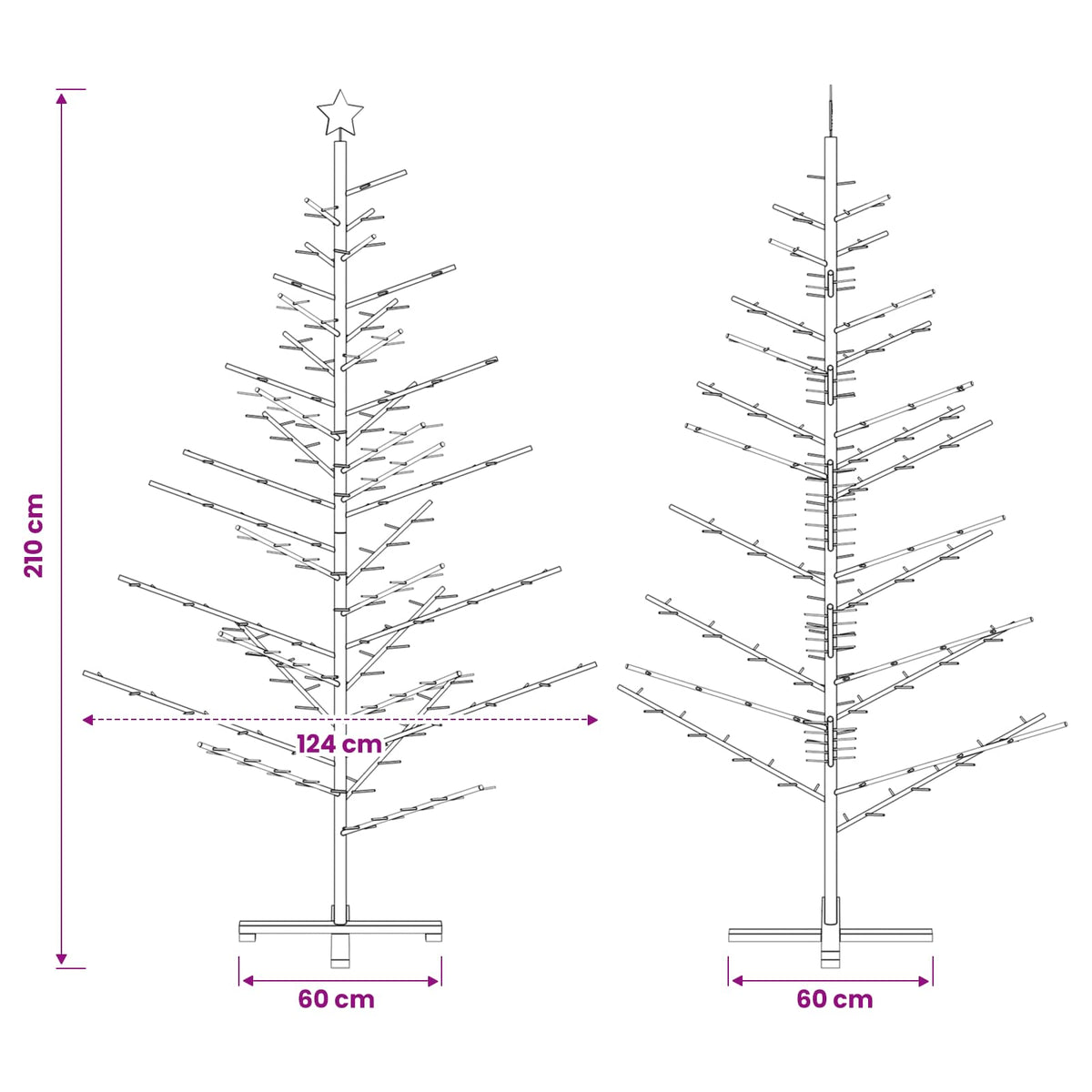 Wooden Christmas Tree 210 cm Bamboo and Solid Pine Wood