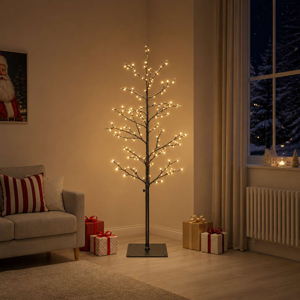 Micro Birch Christmas Tree Black 150 cm Steel 360 LEDs