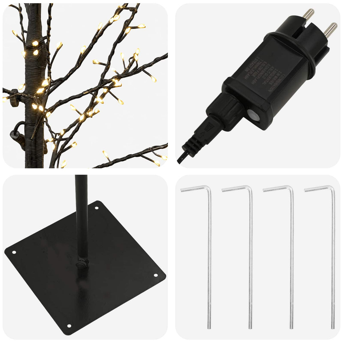 Micro Birch Christmas Tree Black 150 cm Steel 360 LEDs