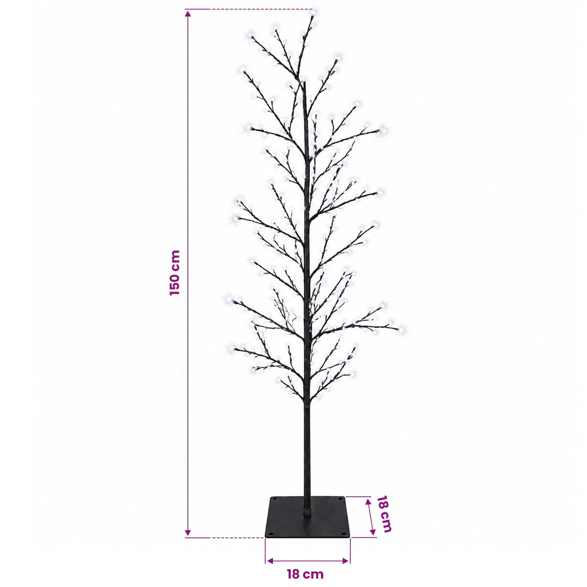 Micro Birch Christmas Tree Black 18 x 18 x 150 cm Steel