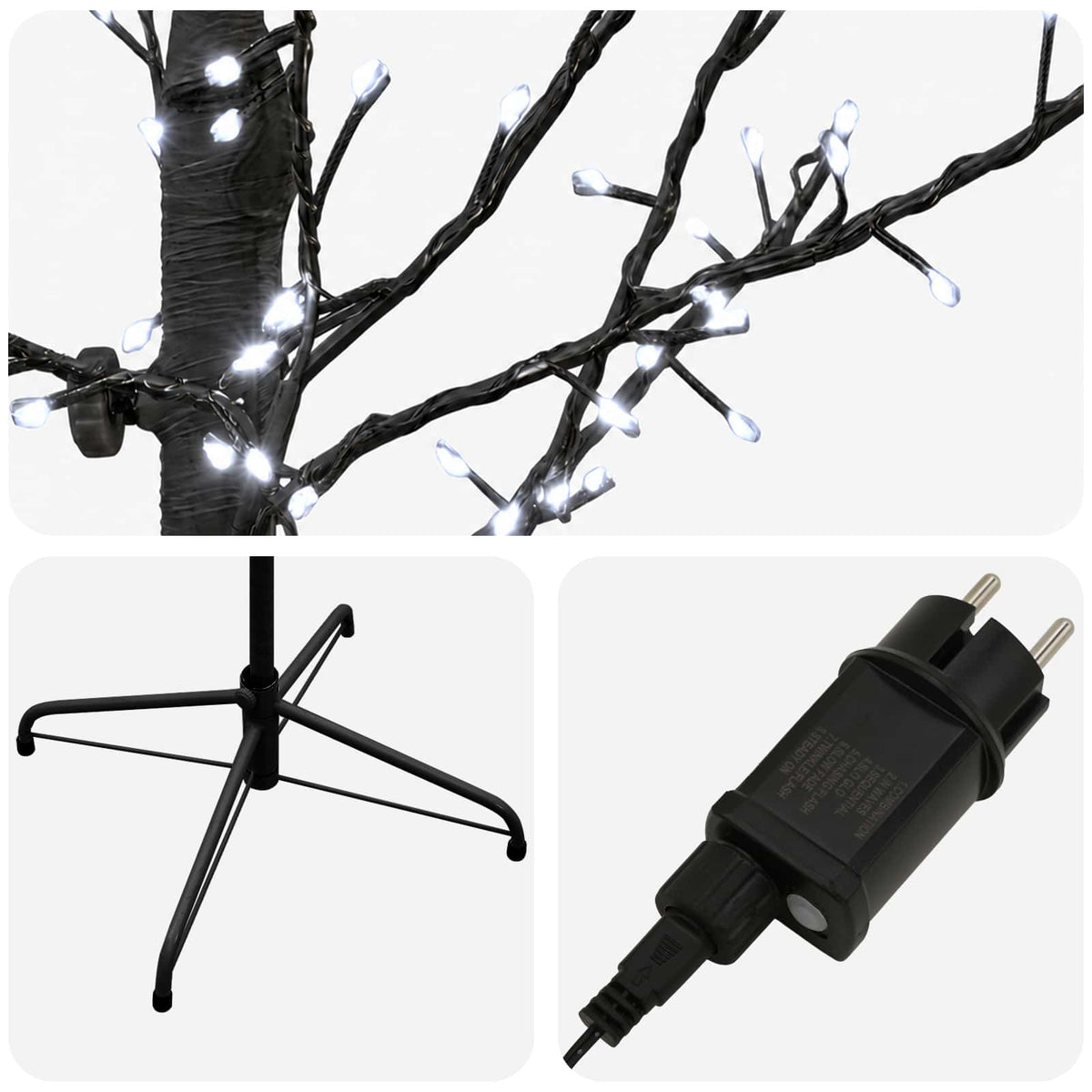 Micro Birch Christmas Tree Black 47 x 210 cm Steel 567 LEDs