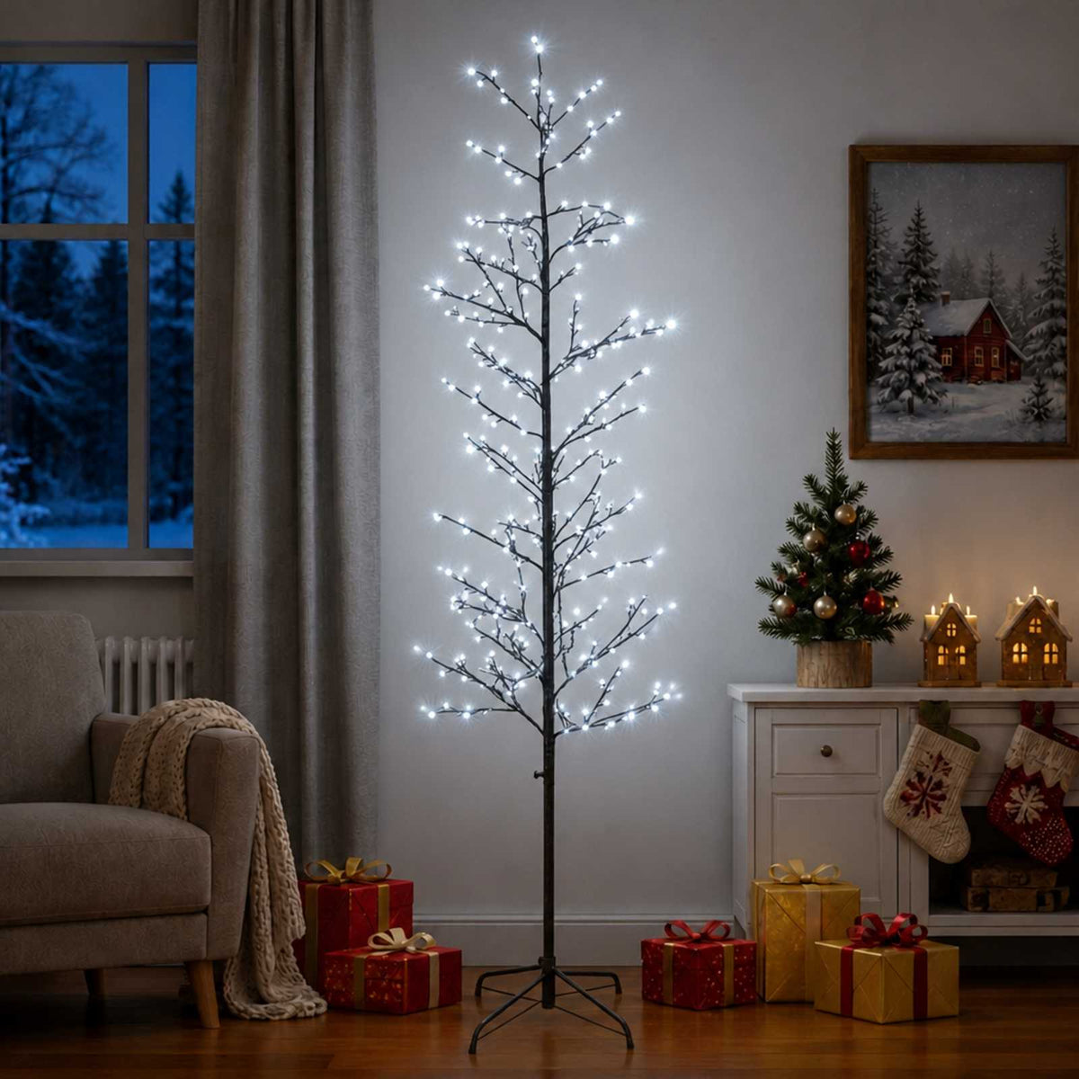 Micro Birch Christmas Tree Black 47 x 240 cm Steel 675 LEDs