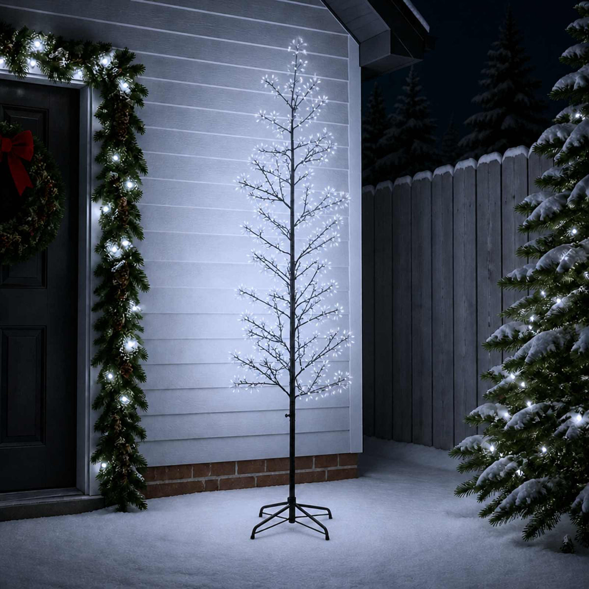Micro Birch Christmas Tree Black 47 x 240 cm Steel 675 LEDs