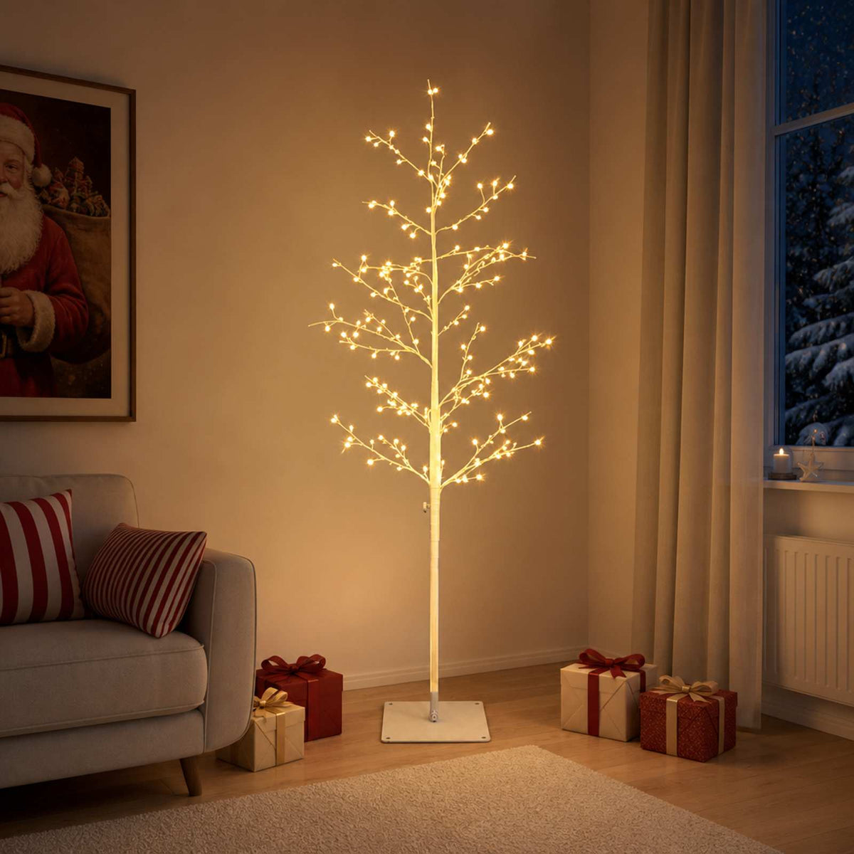 Micro Birch Christmas Tree White 18 x 18 x 120 cm Steel