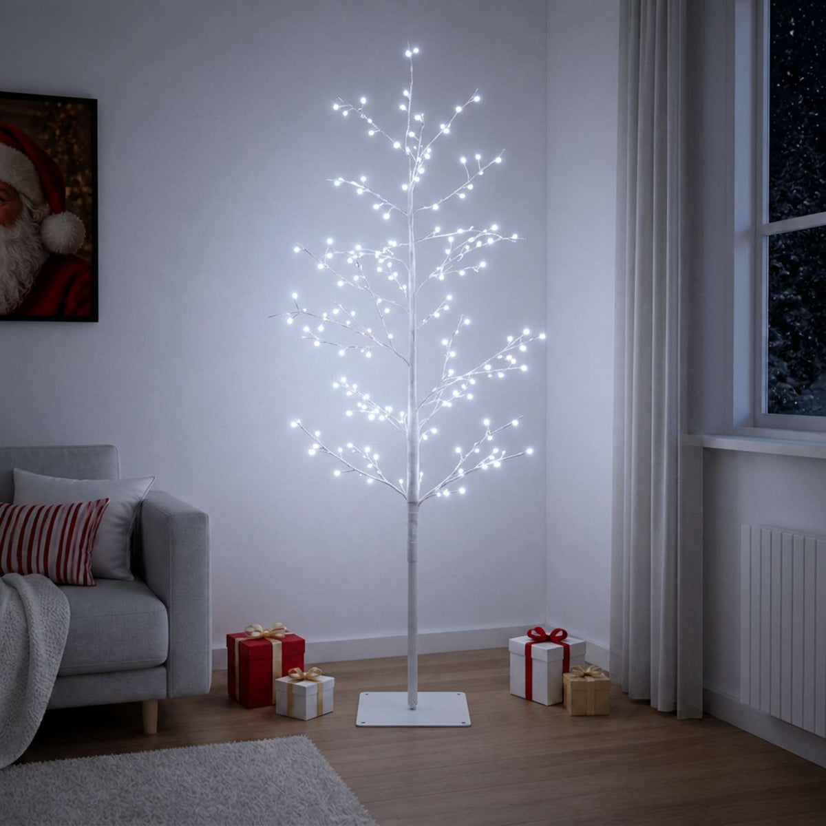 Micro Birch Christmas Tree White 120 cm Steel 279 LEDs
