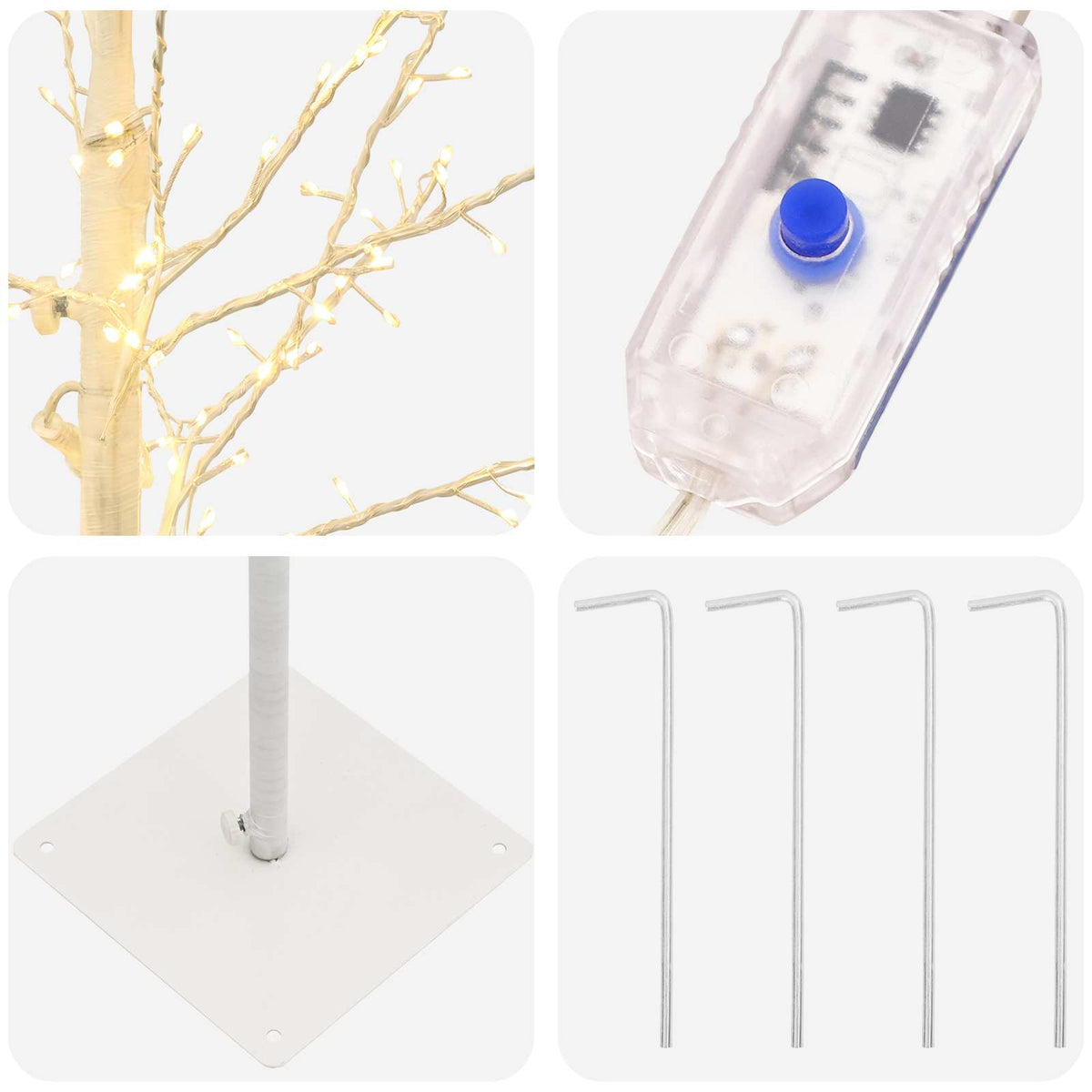 Micro Birch Christmas Tree White 20 x 20 x 180 cm Steel
