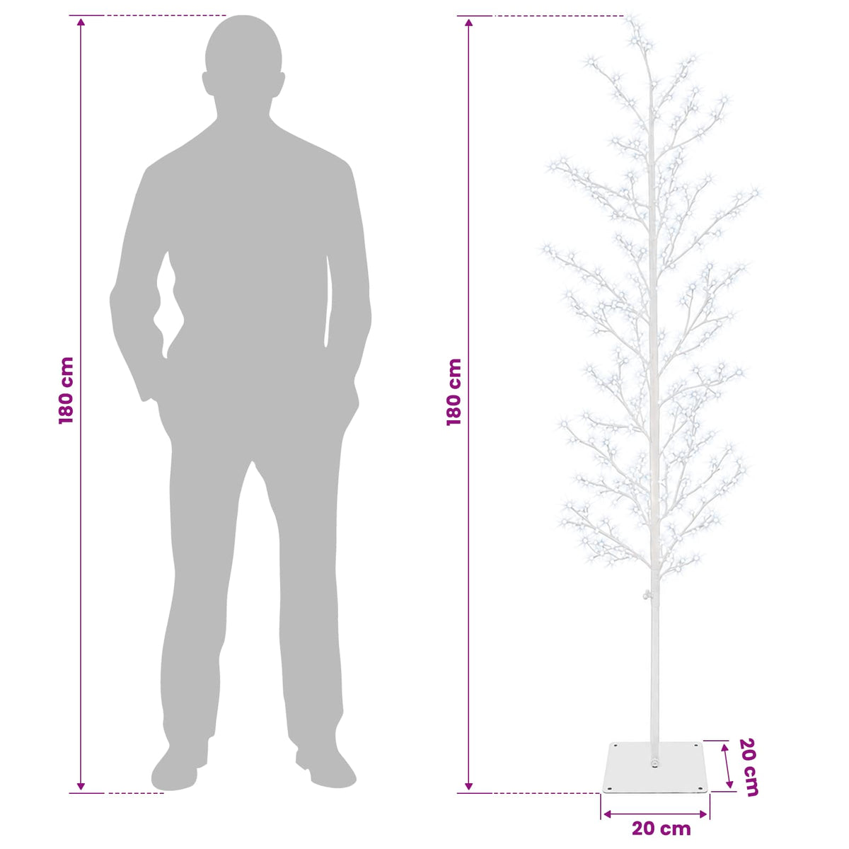 Micro Birch Christmas Tree White 20 x 20 x 180 cm Steel