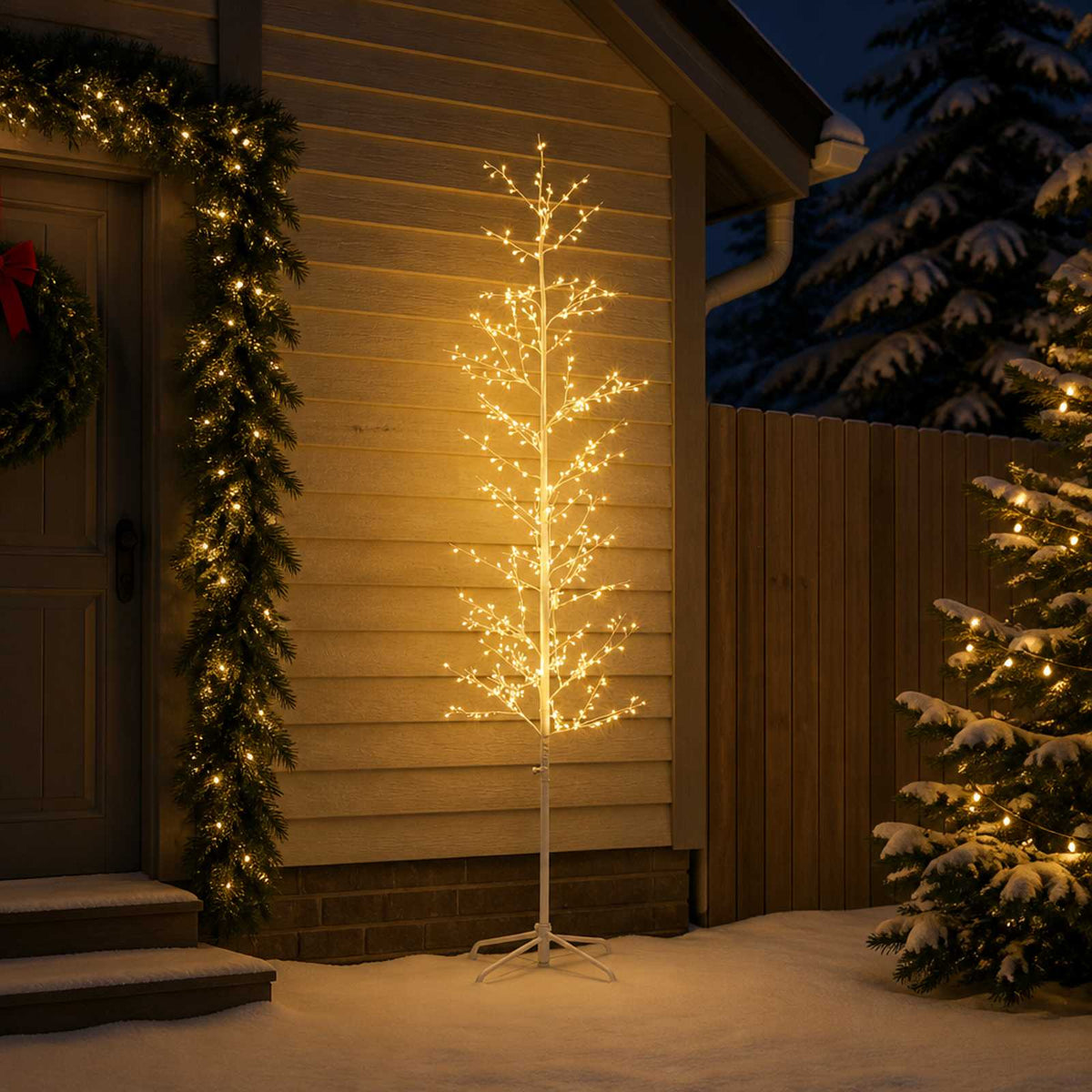 Micro Birch Christmas Tree White 47 x 210 cm Steel 567 LEDs