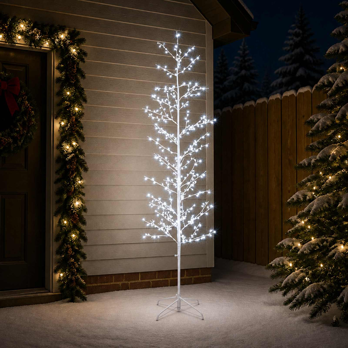Micro Birch Christmas Tree White 47 x 210 cm Steel 567 LEDs