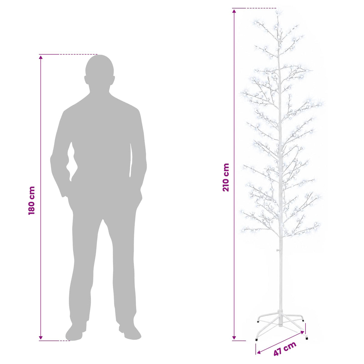 Micro Birch Christmas Tree White 47 x 210 cm Steel 567 LEDs