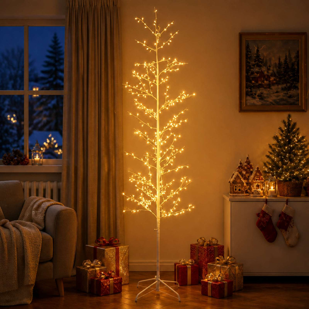 Micro Birch Christmas Tree White 47 x 240 cm Steel 675 LEDs
