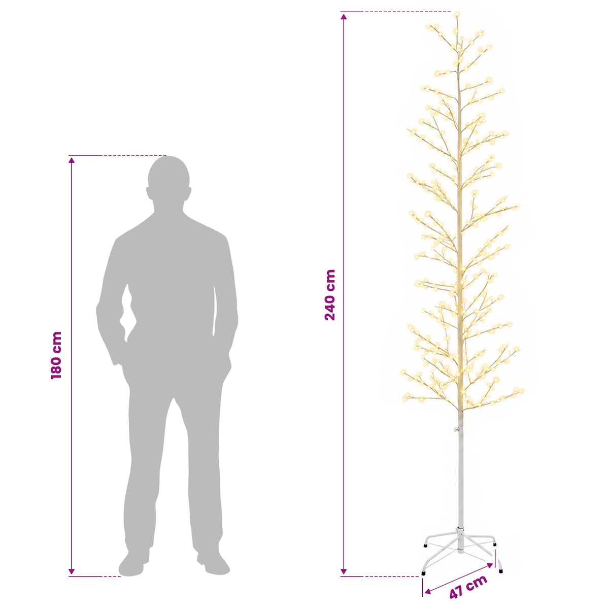 Micro Birch Christmas Tree White 47 x 240 cm Steel 675 LEDs