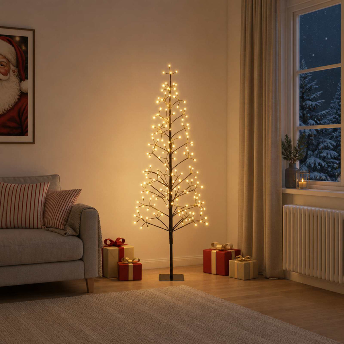 LED String Christmas Tree Black 150 cm Steel 164 LEDs