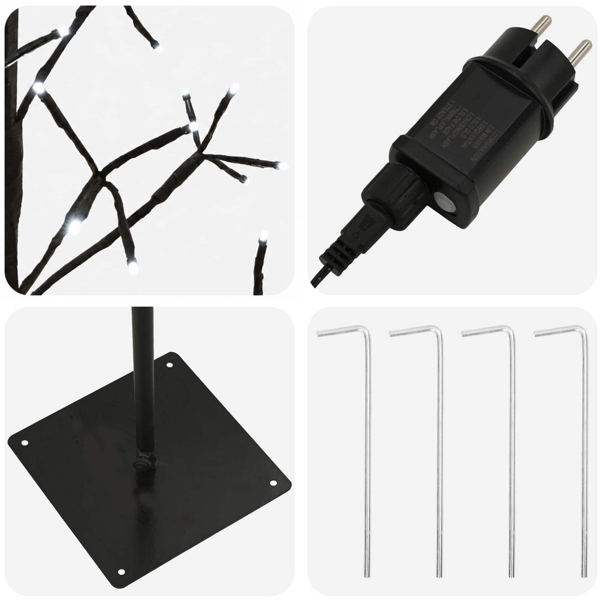 LED String Christmas Tree Black 18 x 18 x 150 cm Steel 164 LEDs
