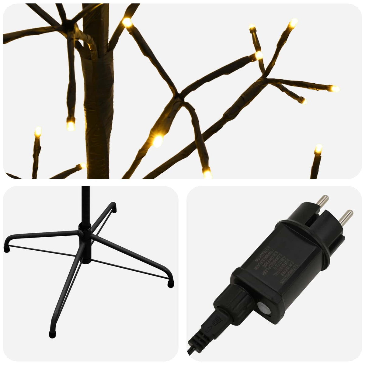 LED String Christmas Tree Black 20 x 20 x 180 cm Steel 196 LEDs