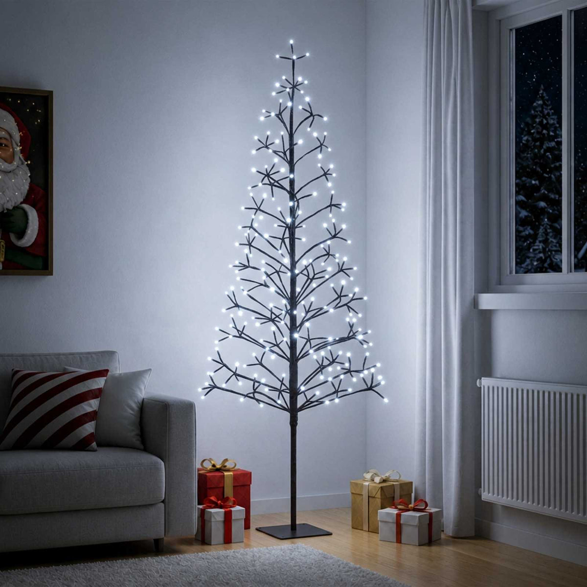 LED String Christmas Tree Black 180 cm Steel 196 LEDs