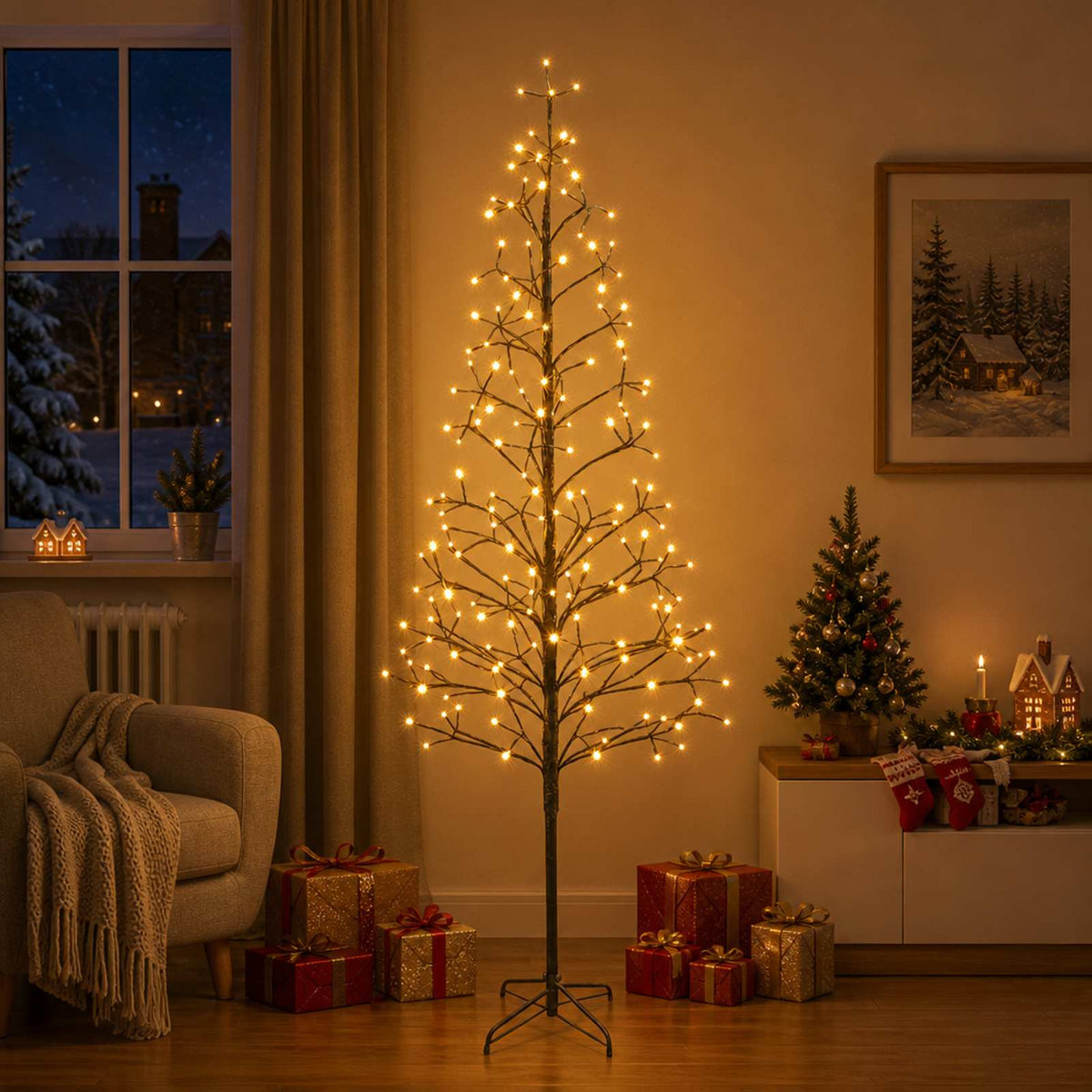 LED String Christmas Tree Black 47 x 210 cm Steel 228 LEDs