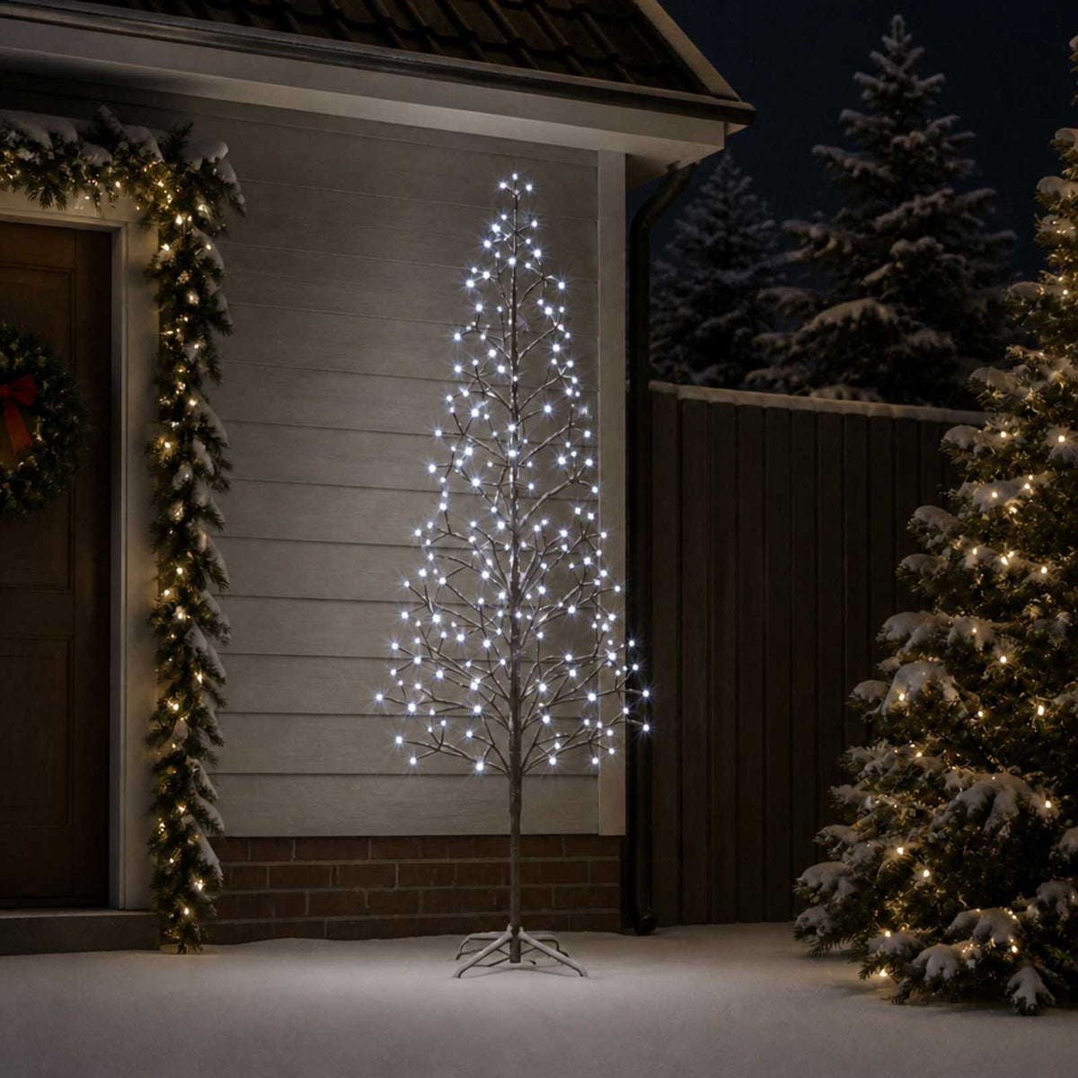 LED String Christmas Tree Black 47 x 240 cm Steel 268 LEDs