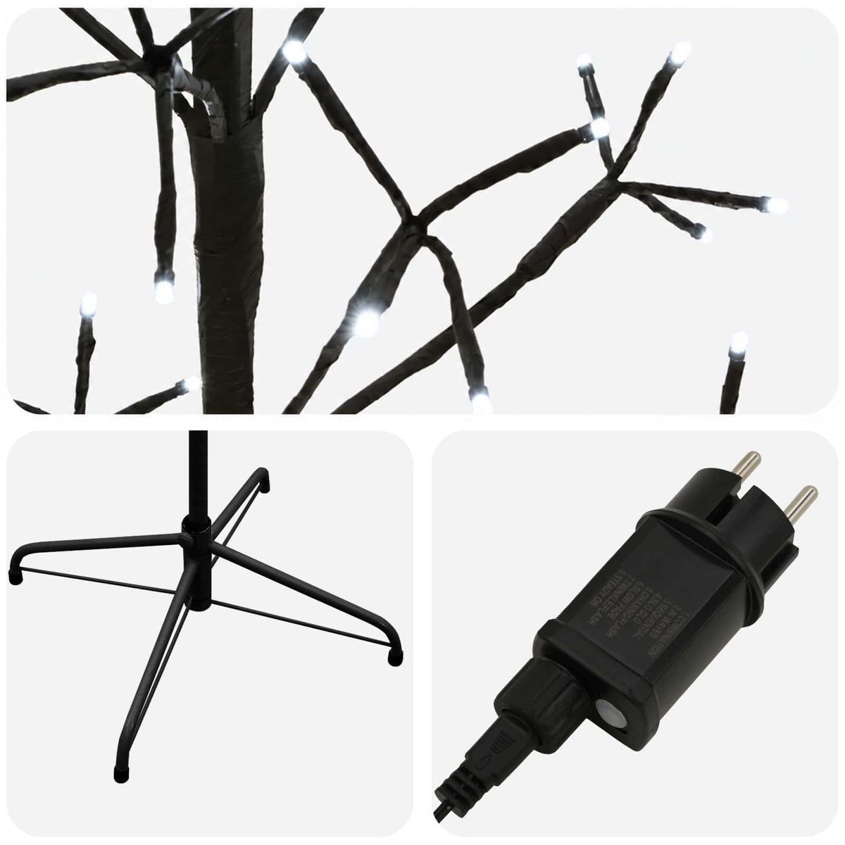 LED String Christmas Tree Black 47 x 240 cm Steel 268 LEDs