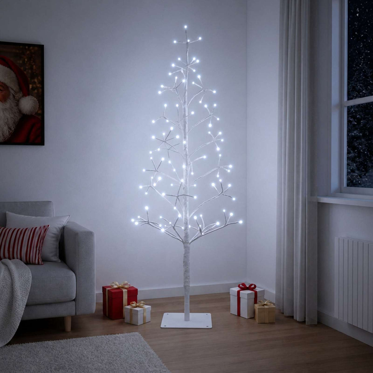 LED String Christmas Tree White 18 x 18 x 120 cm Steel 140 LEDs