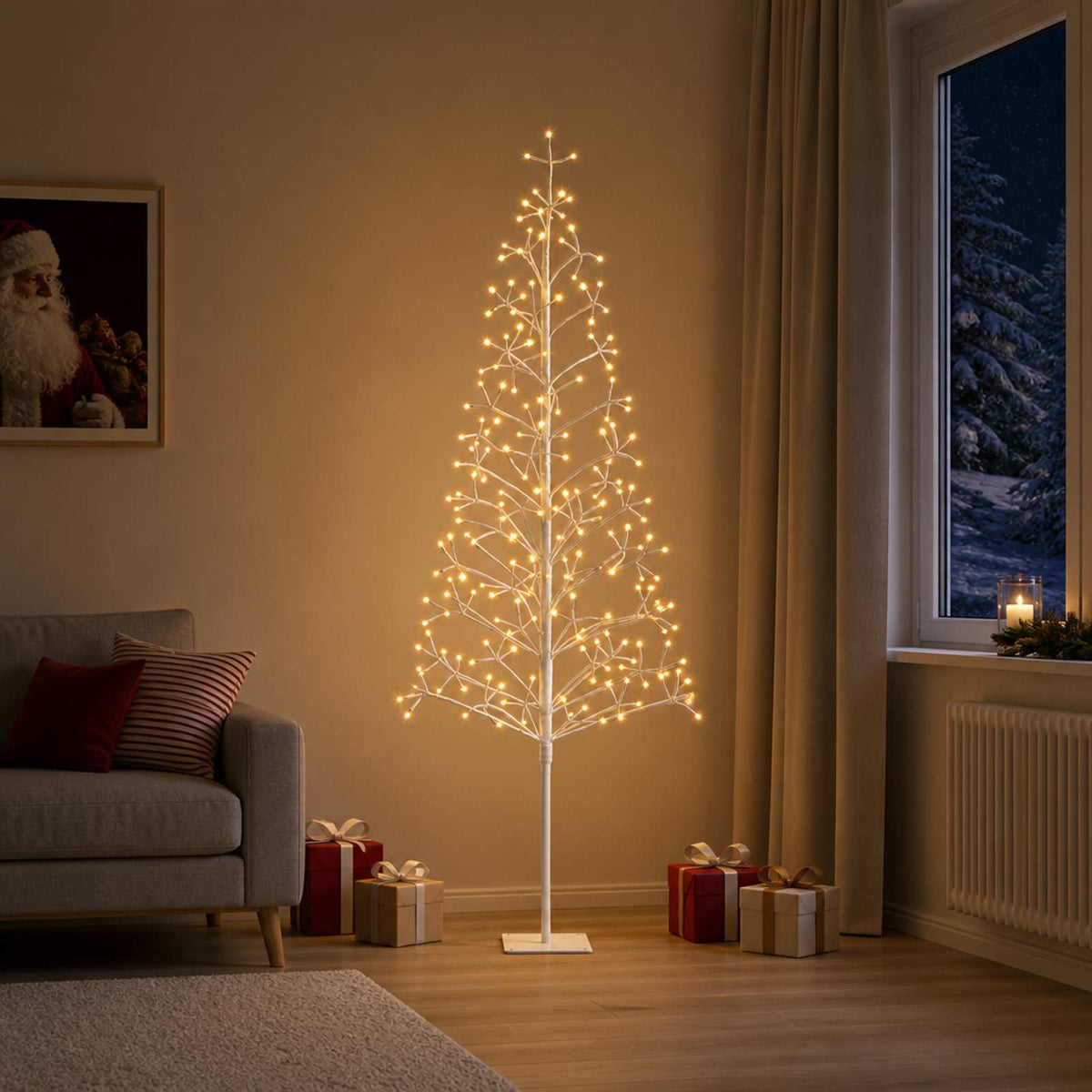 LED String Christmas Tree White 20 x 20 x 180 cm Steel 196 LEDs