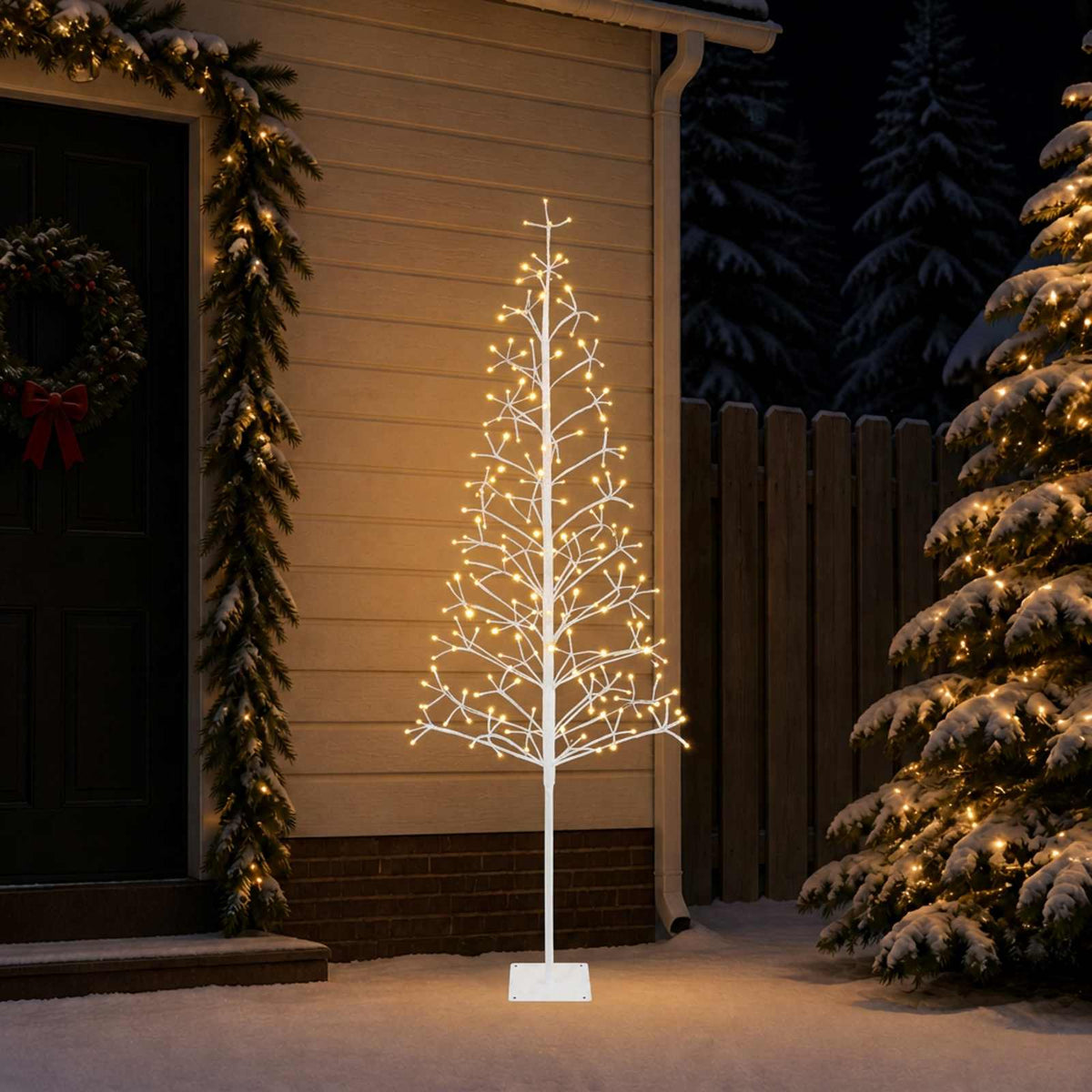 LED String Christmas Tree White 20 x 20 x 180 cm Steel 196 LEDs
