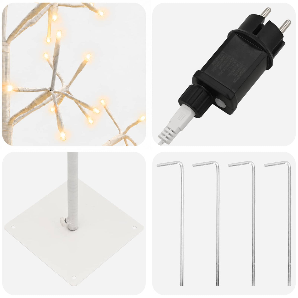 LED String Christmas Tree White 20 x 20 x 180 cm Steel 196 LEDs