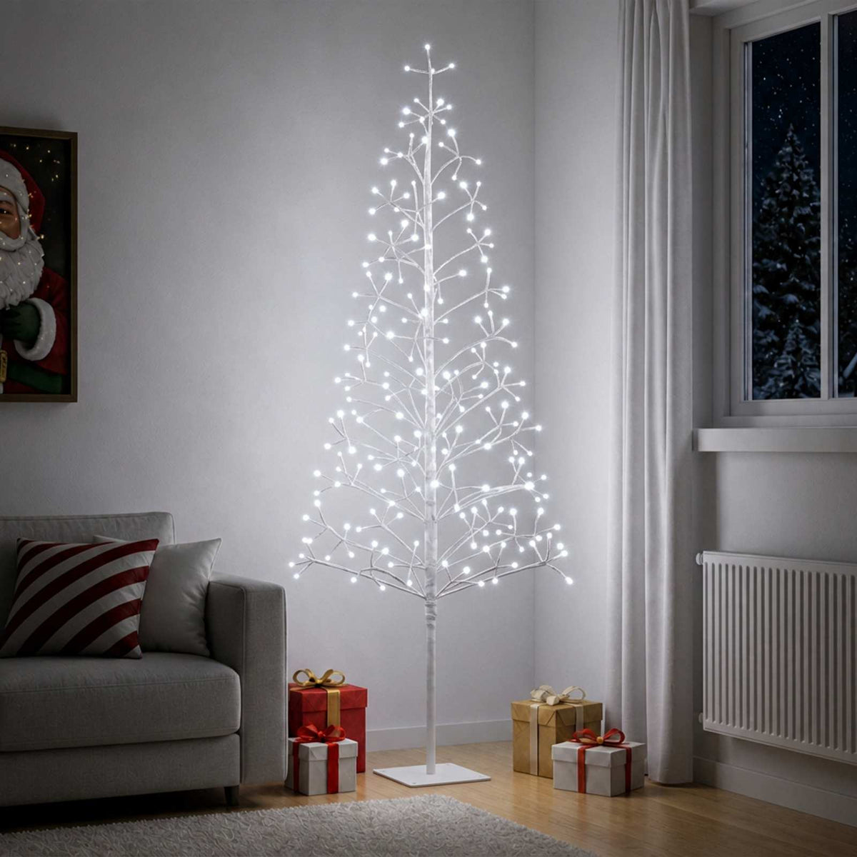 LED String Christmas Tree White 180 cm Steel 196 LEDs