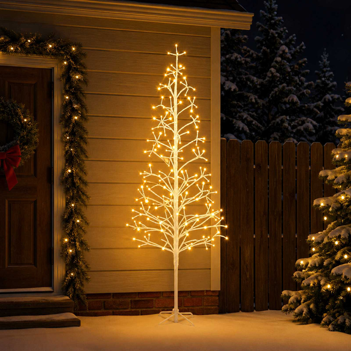 LED String Christmas Tree White 210 cm Steel 228 LEDs