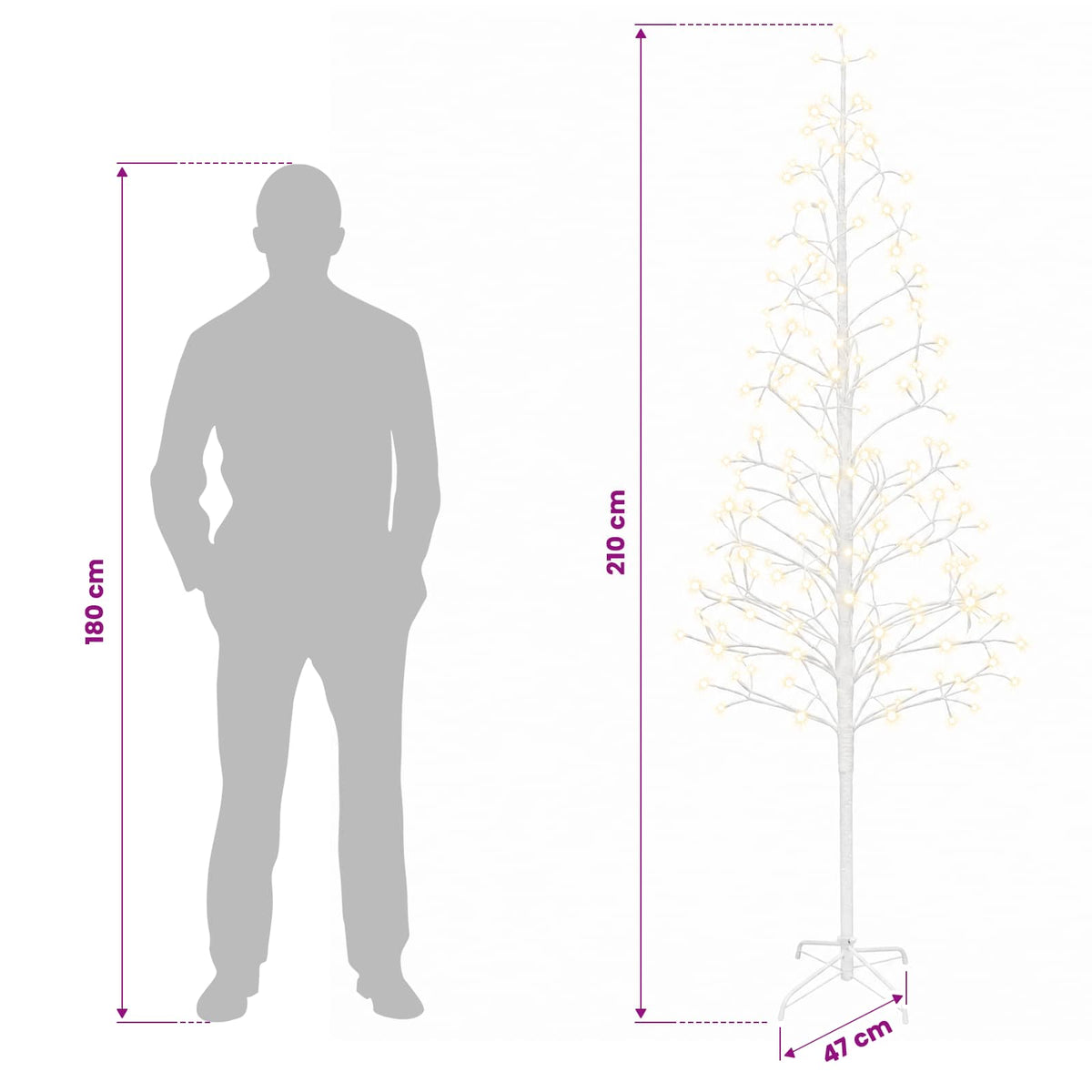 LED String Christmas Tree White 210 cm Steel 228 LEDs