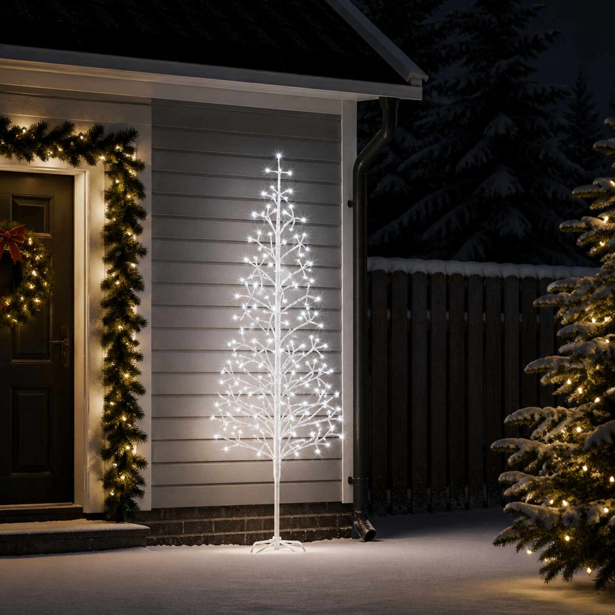 LED String Christmas Tree White 47 x 210 cm Steel 228 LEDs