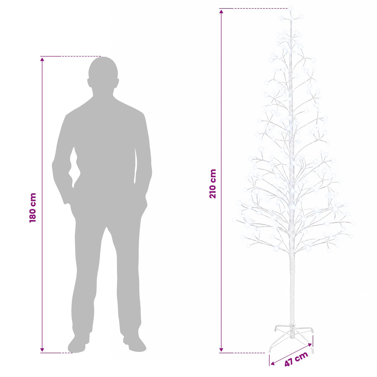 LED String Christmas Tree White 47 x 210 cm Steel 228 LEDs