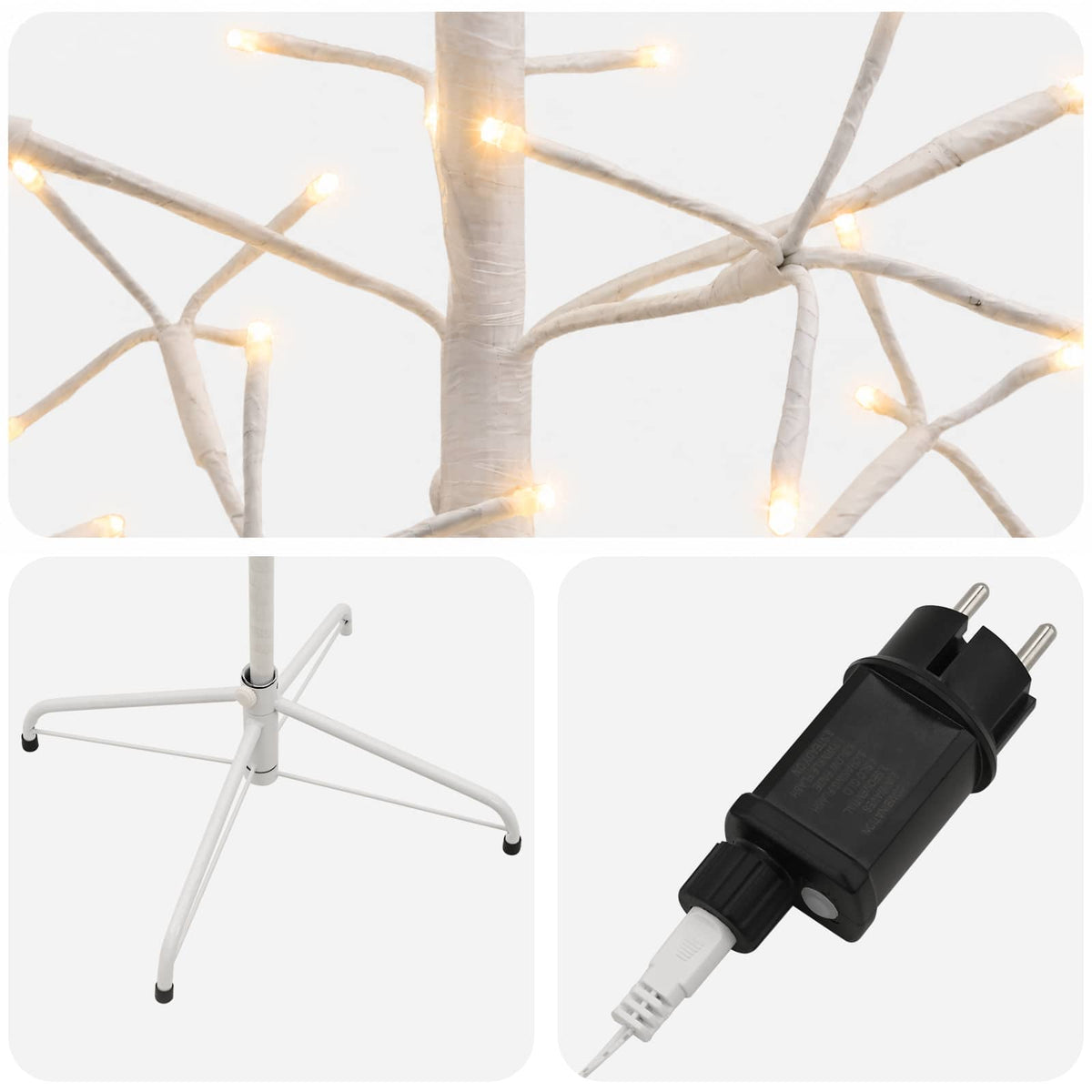 LED String Christmas Tree White 47 x 240 cm Steel 268 LEDs