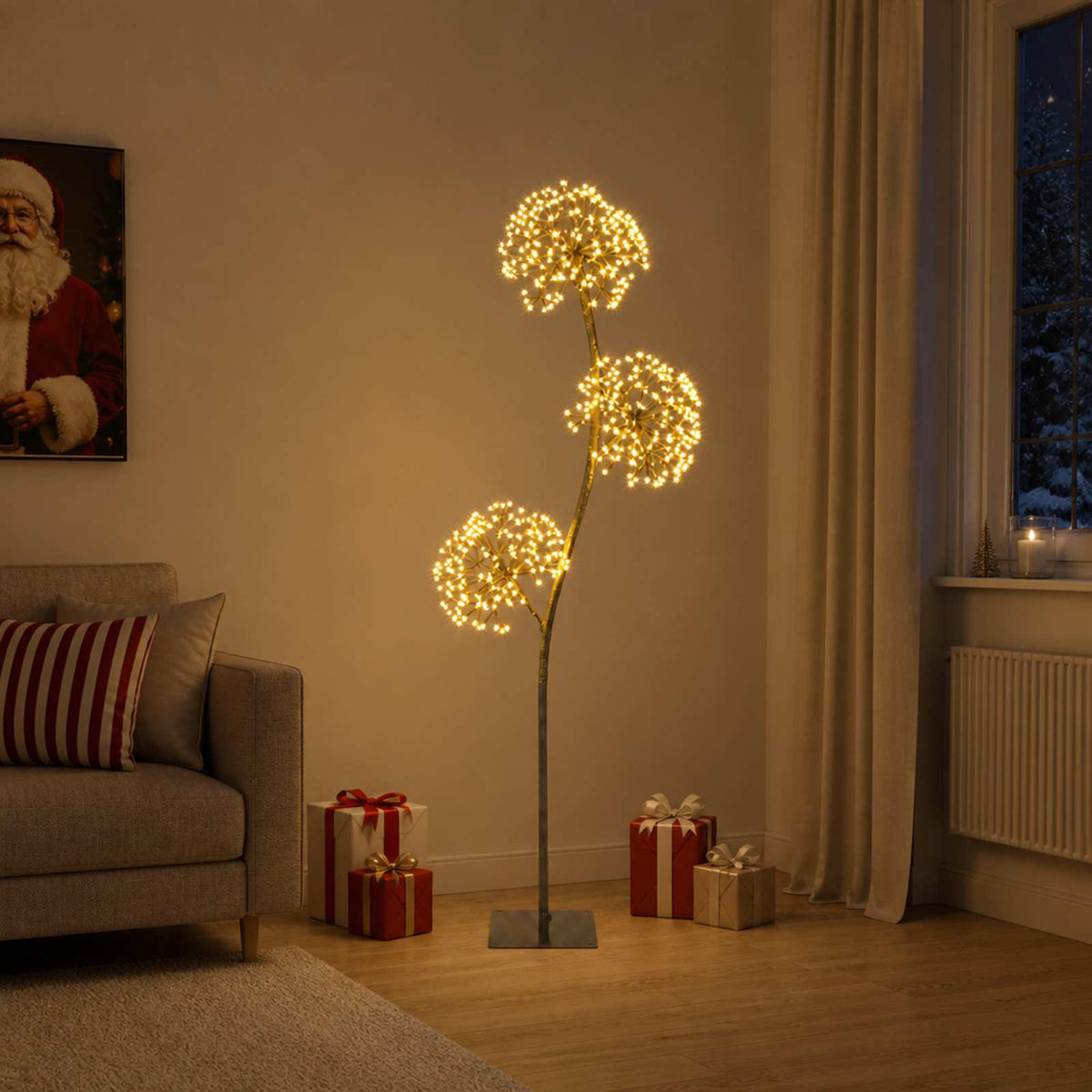 S-Shape LED Christmas Tree Black 18 x 18 x 150 cm Steel