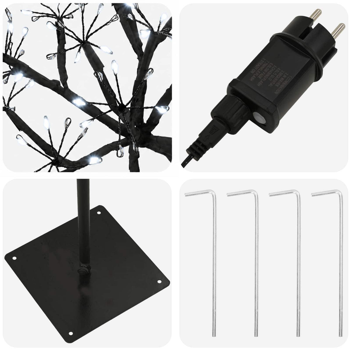 S-Shape LED Christmas Tree Black 18 x 18 x 120 cm Steel