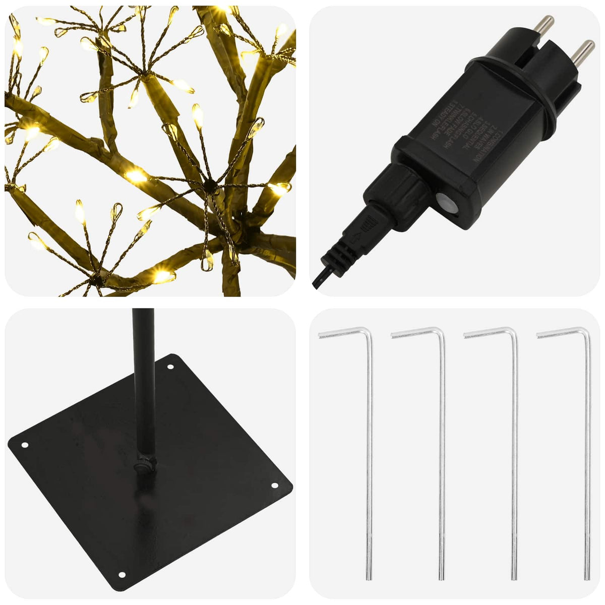 S-Shape LED Christmas Tree Black 18 x 18 x 150 cm Steel