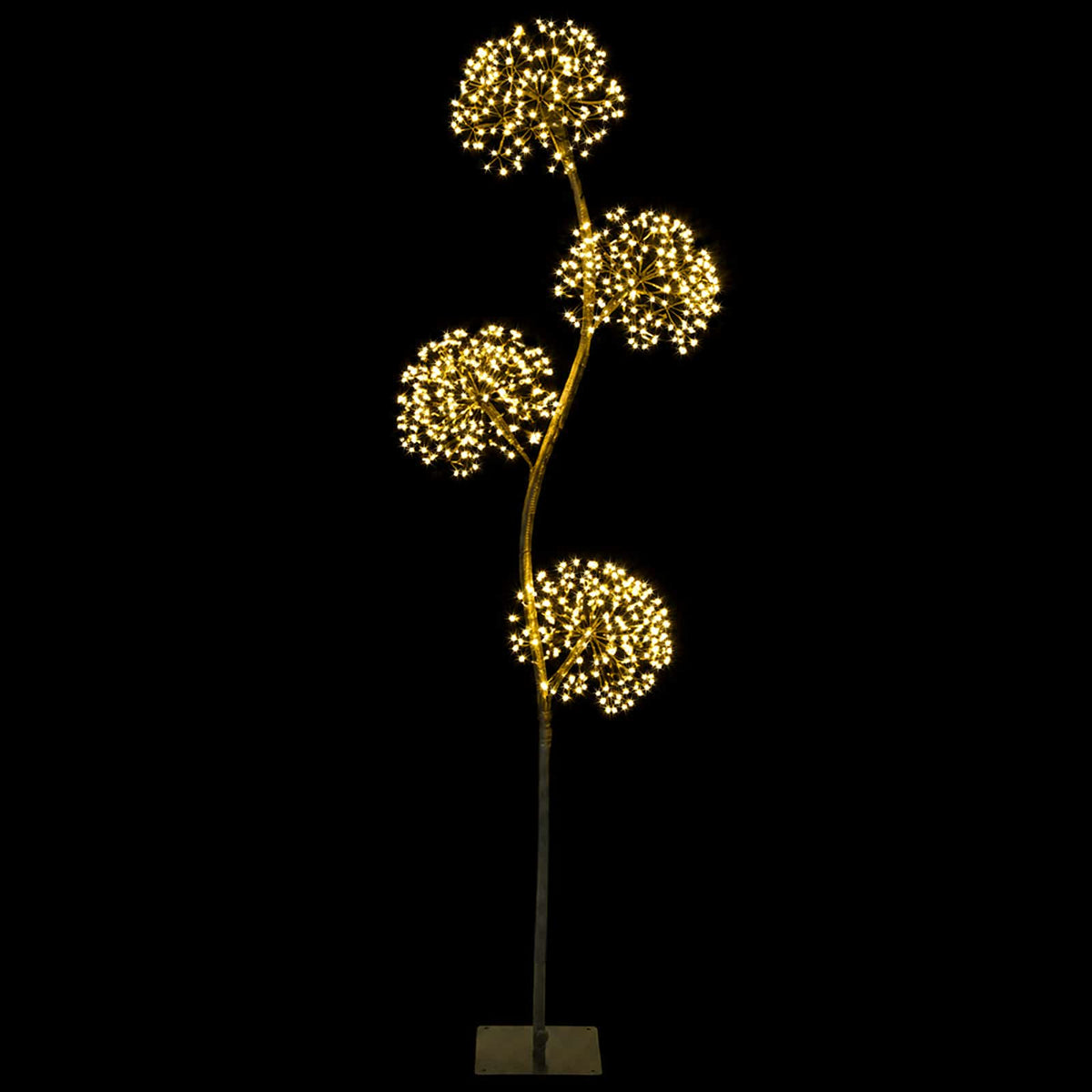 S-Shape LED Christmas Tree Black 18 x 18 x 150 cm Steel