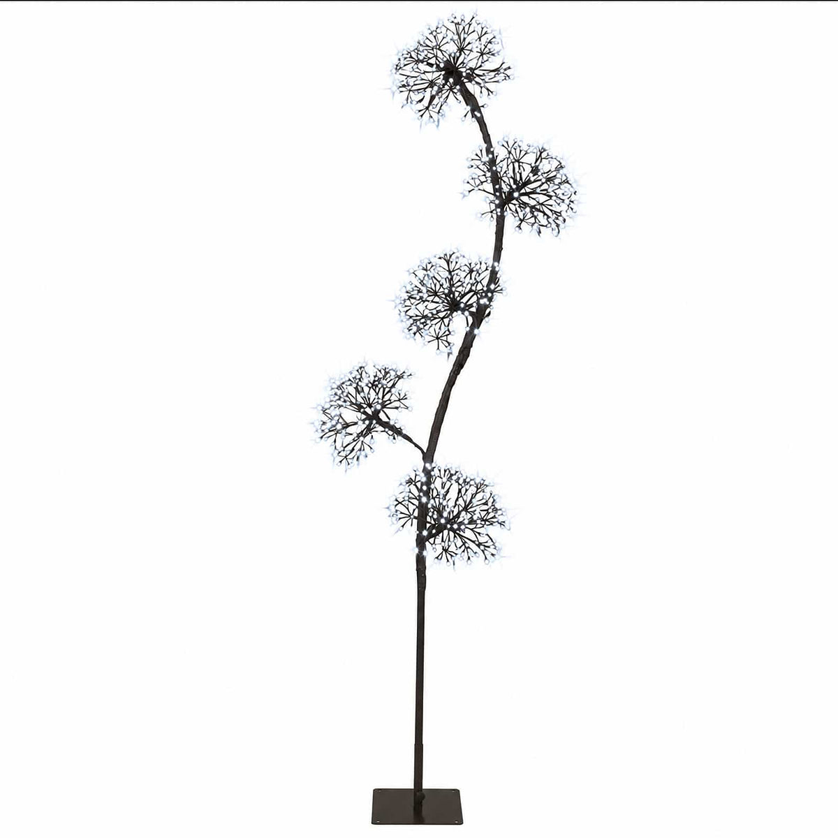 S-Shape LED Christmas Tree Black 20 x 20 x 175 cm Steel