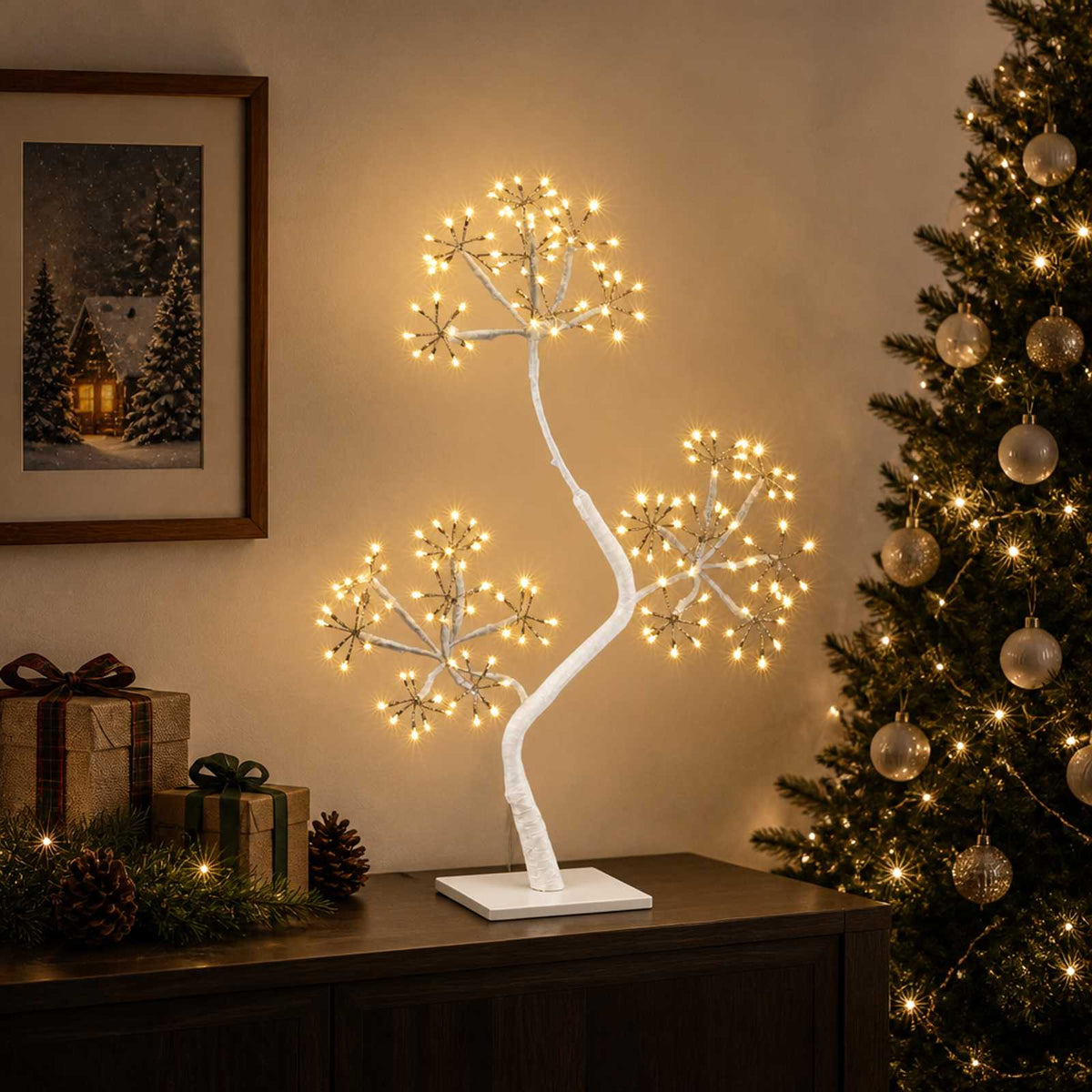 S-Shape LED Christmas Tree 2 pcs White 18 x 18 x 45 cm Steel