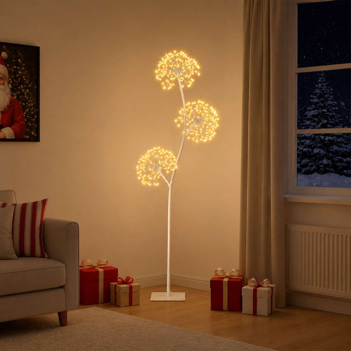 S-Shape LED Christmas Tree White 18 x 18 x 150 cm Steel