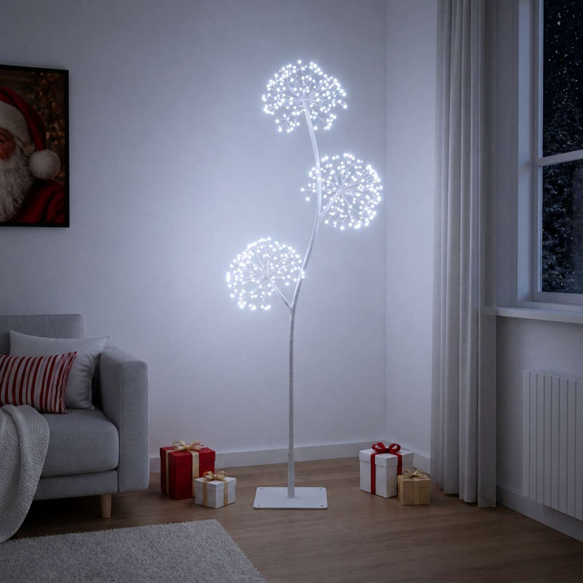 S-Shape LED Christmas Tree White 18 x 18 x 120 cm Steel