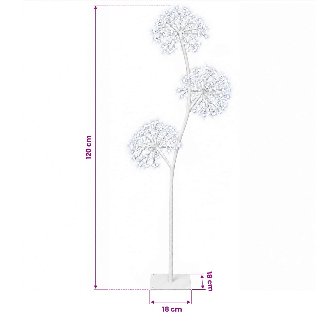 S-Shape LED Christmas Tree White 18 x 18 x 120 cm Steel