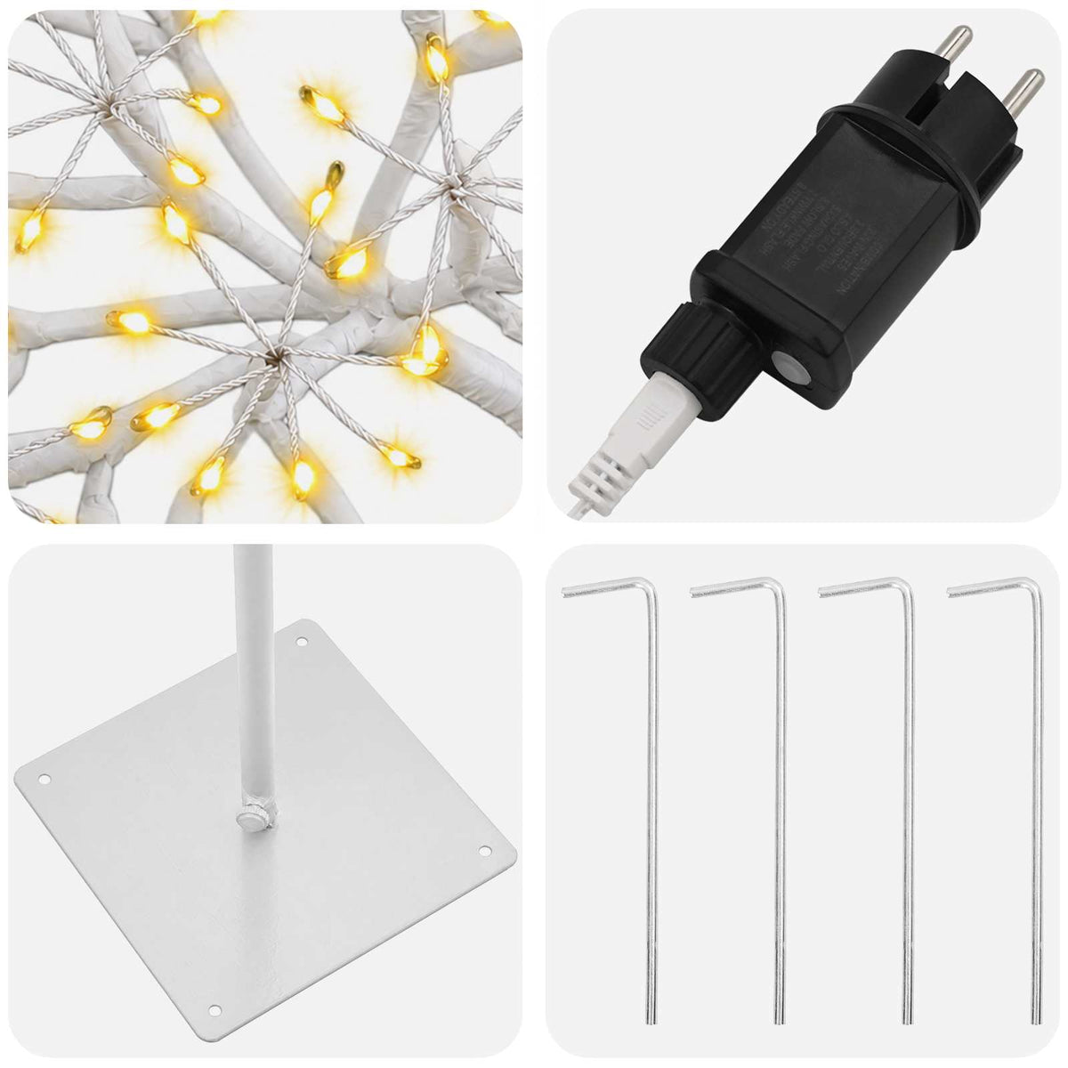 S-Shape LED Christmas Tree White 18 x 18 x 150 cm Steel