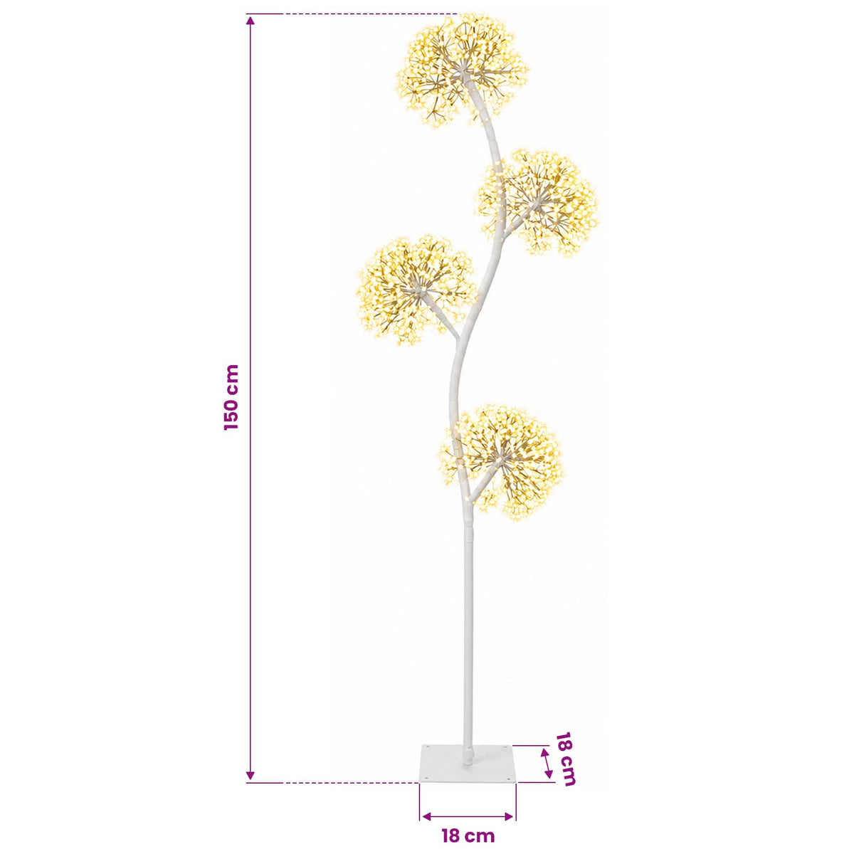 S-Shape LED Christmas Tree White 18 x 18 x 150 cm Steel