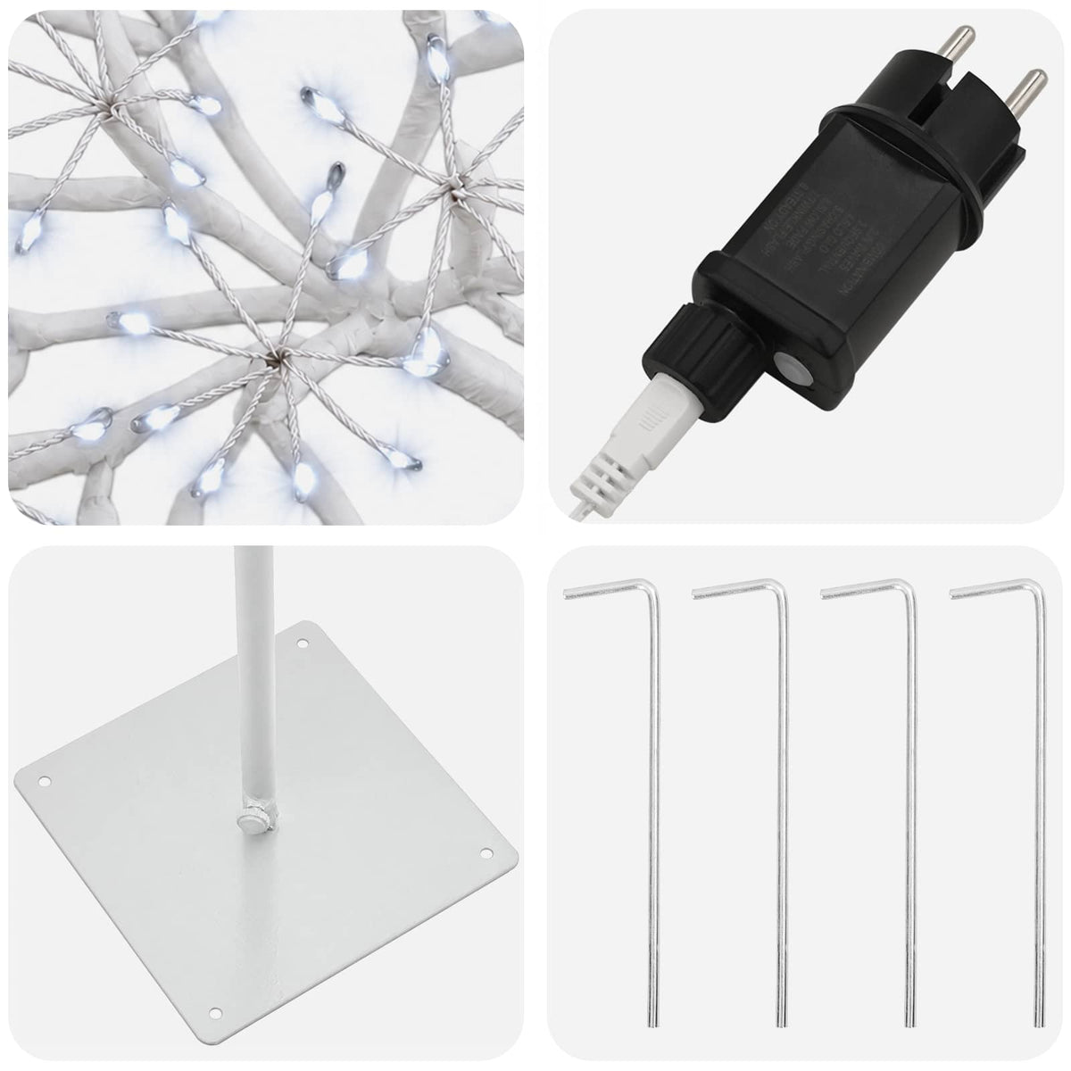S-Shape LED Christmas Tree White 18 x 18 x 150 cm Steel